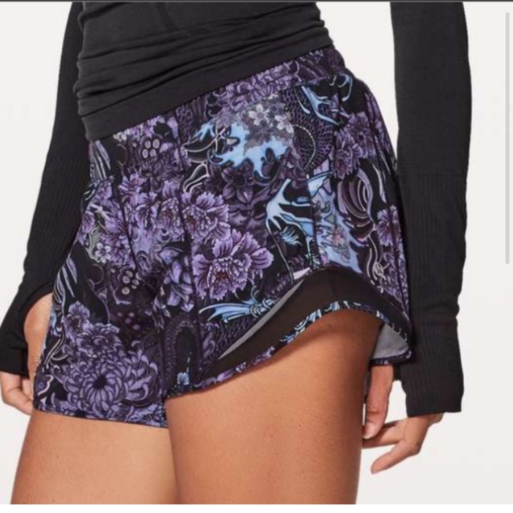 Purple Floral Lululemon Shorts